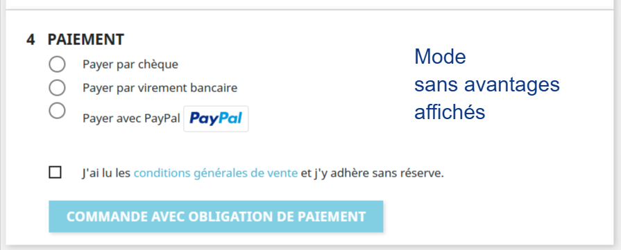 Button showing the PayPal benefits