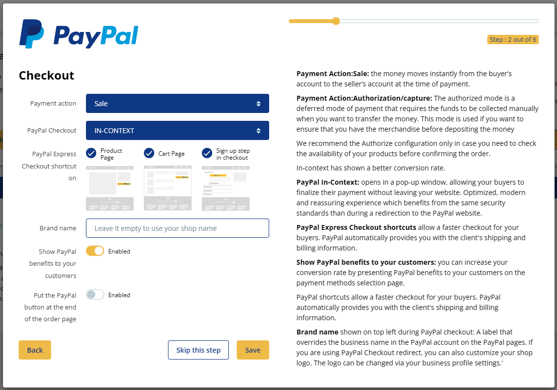 Step 2 — checkout configuration