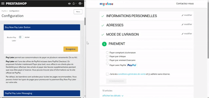 Activation du bouton « Buy Now Pay Later »