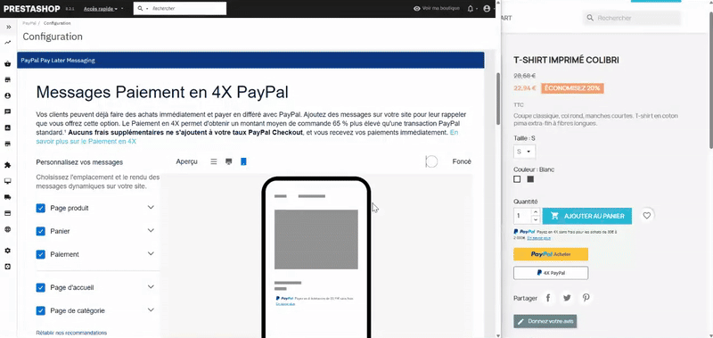 Configuration des messages « Buy Now Pay Later »